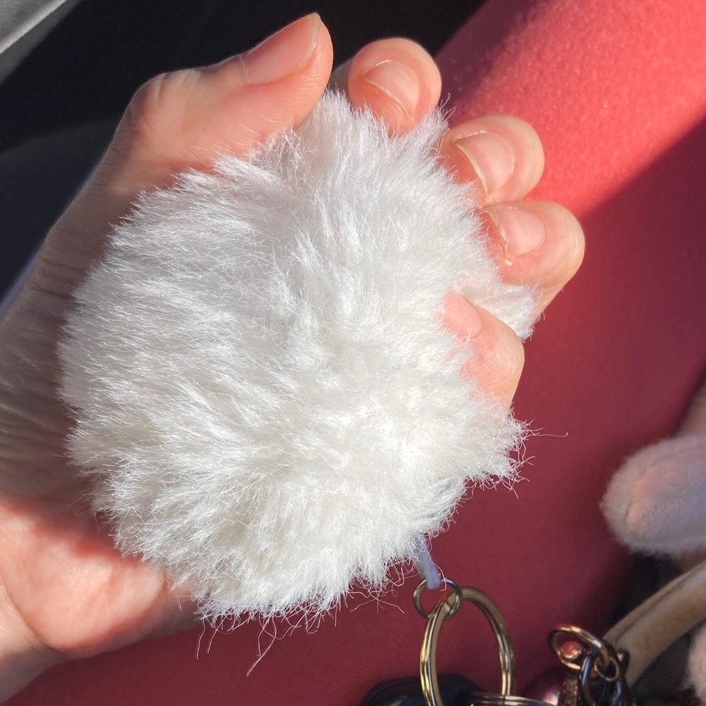 Fluffy White Pom Pom Keychain